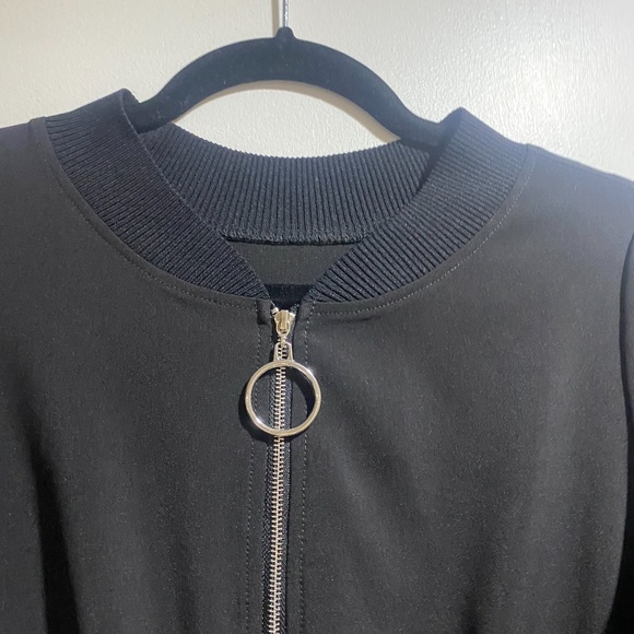 zip front black stripe midi dress - Picture 3 of 5